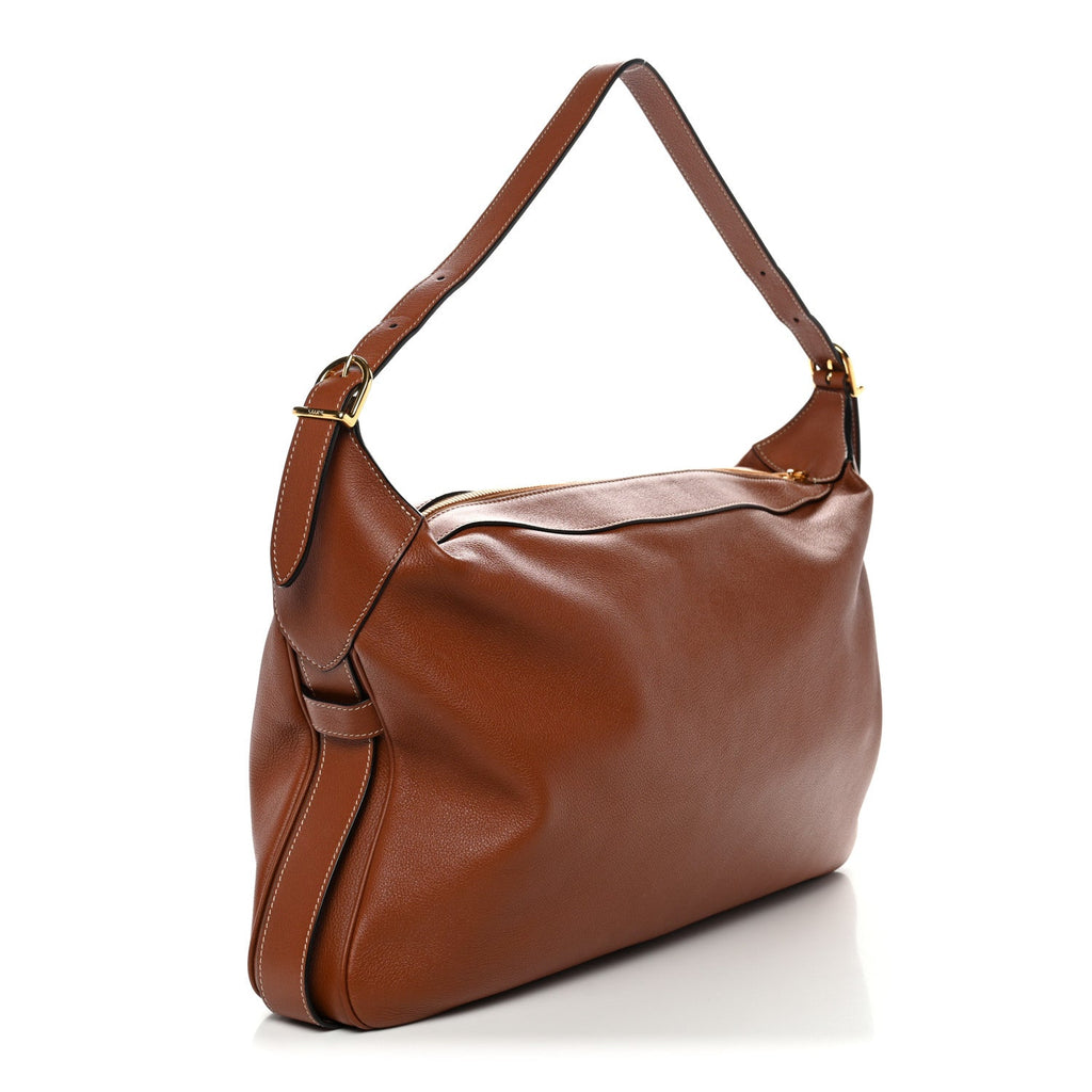 Supple Calfskin Large Romy Shoulder Bag Tan