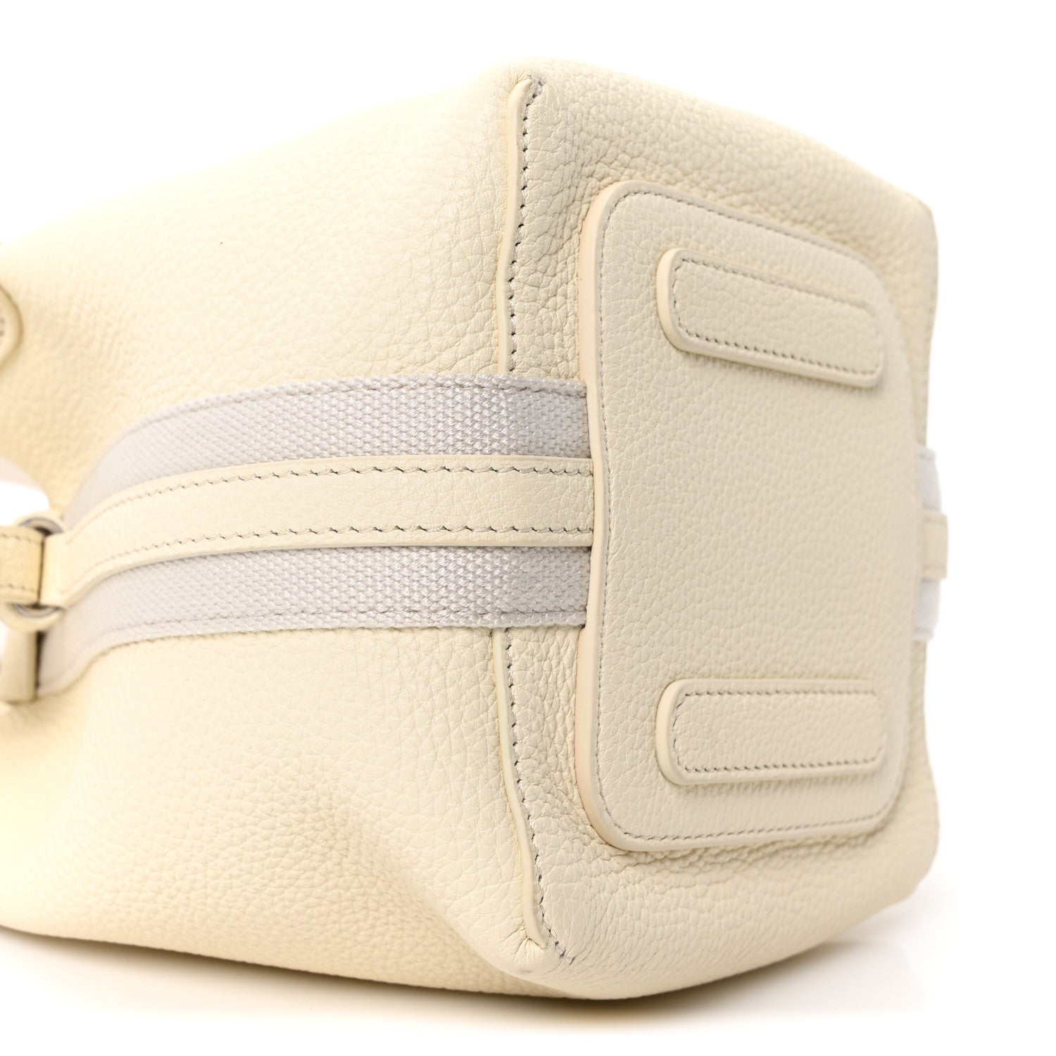 Grained Calfskin Micro Bale Bag Whisper White
