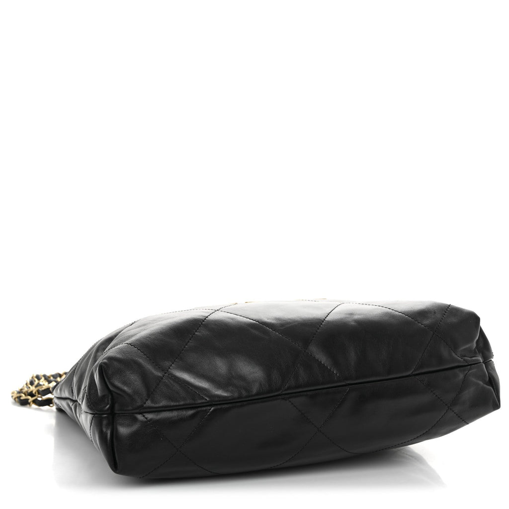 Shiny Calfskin Quilted Small Chanel 22 Black