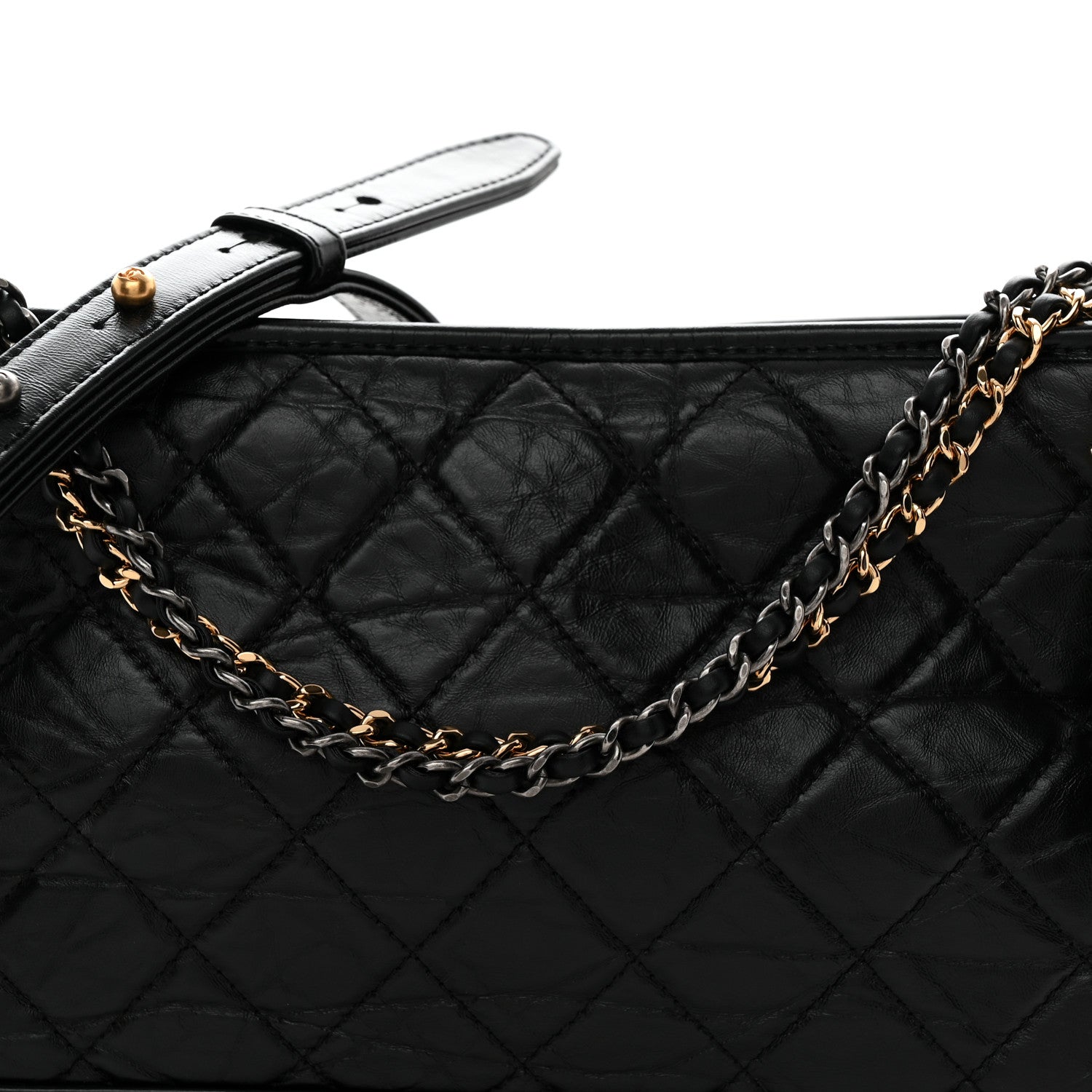 Aged Calfskin Quilted Medium Gabrielle Hobo Black