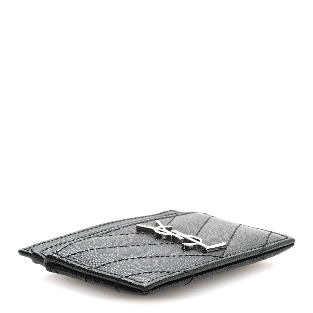Grain De Poudre Matelasse Chevron Monogram Credit  Case Black
