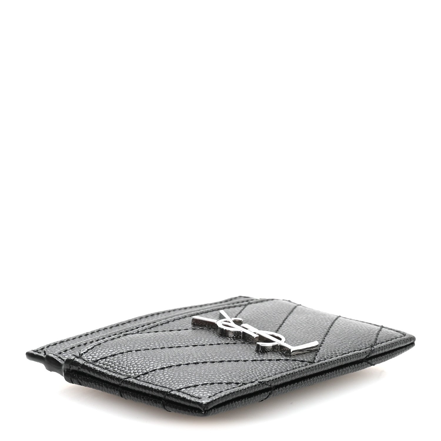 Grain De Poudre Matelasse Chevron Monogram Credit  Case Black