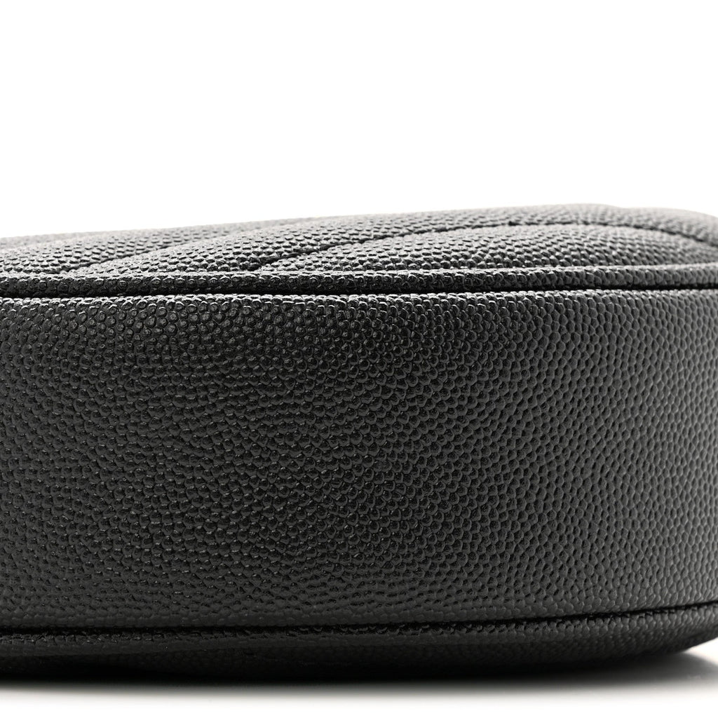 Grain De Poudre Matelasse Chevron Quilted Round Vinyle Camera Bag Black