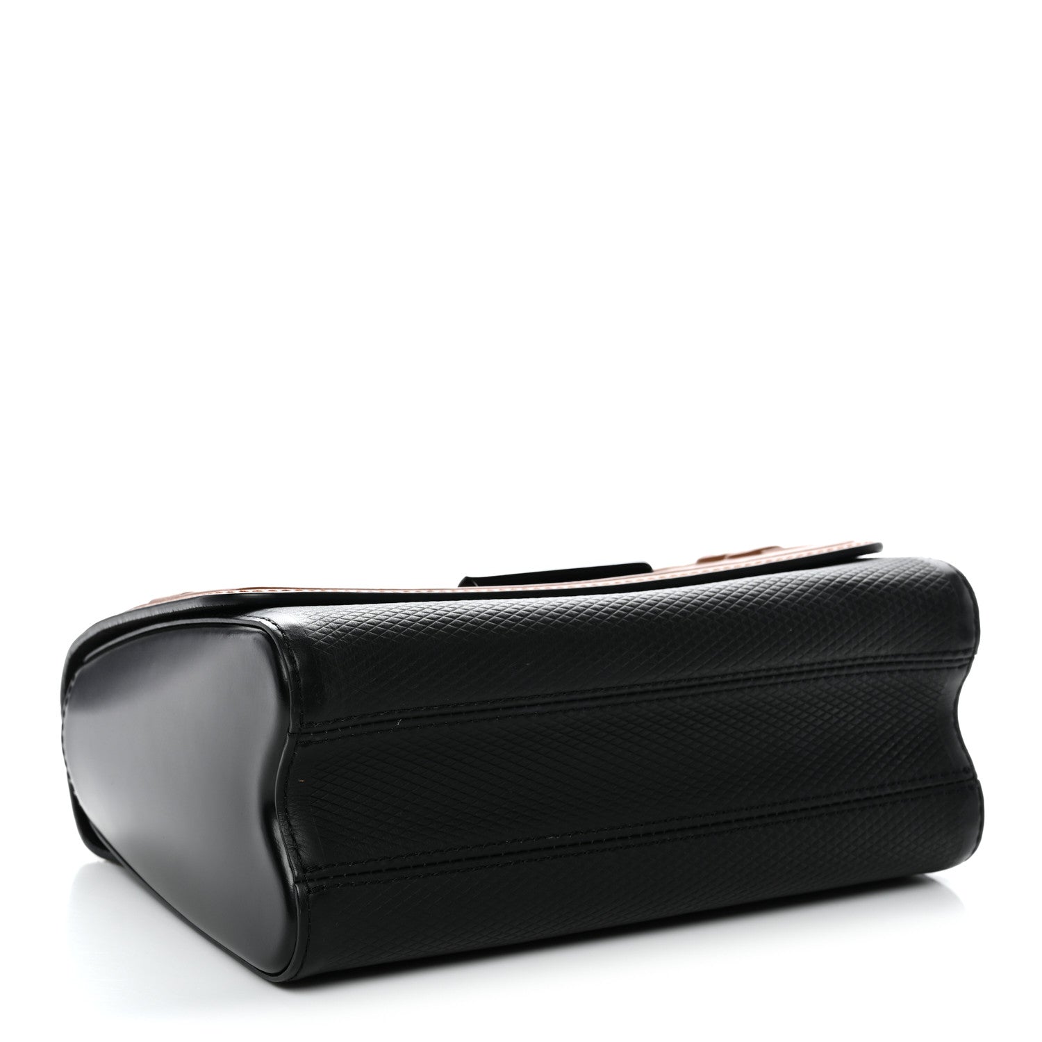 Calfskin Trompe L'oeil Twist Shoulder Bag MM Black Brown