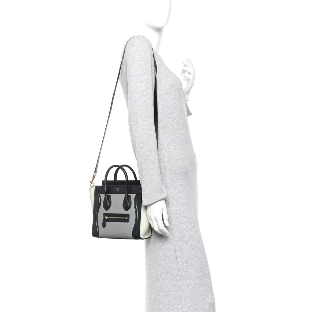 Baby Grained Calfskin Nano Tri-Color Luggage Zinc Almond