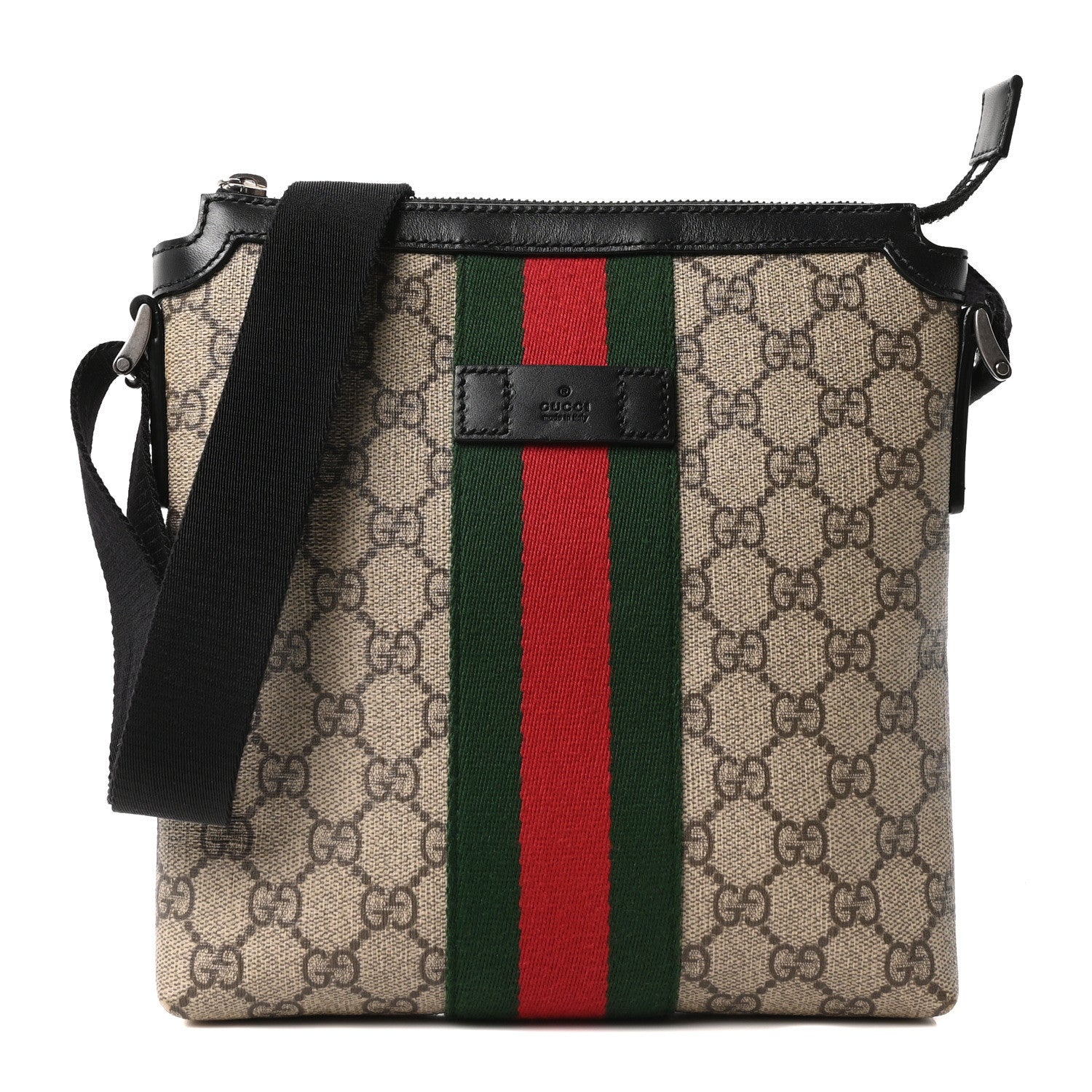GG Supreme Monogram Web Messenger Bag Black