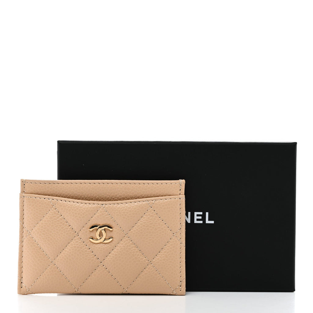 Caviar Quilted  Holder Beige