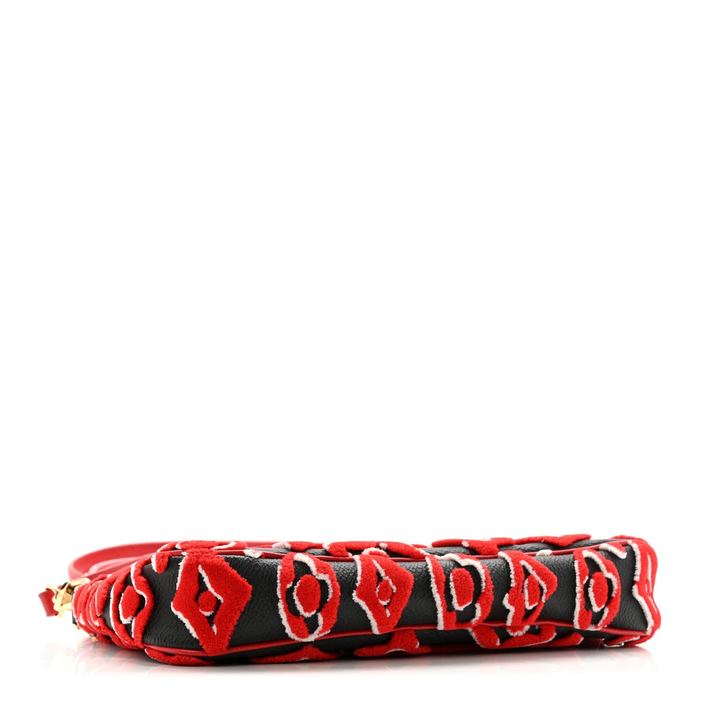 X UF Tufted Monogram Pochette Accessories Black Red