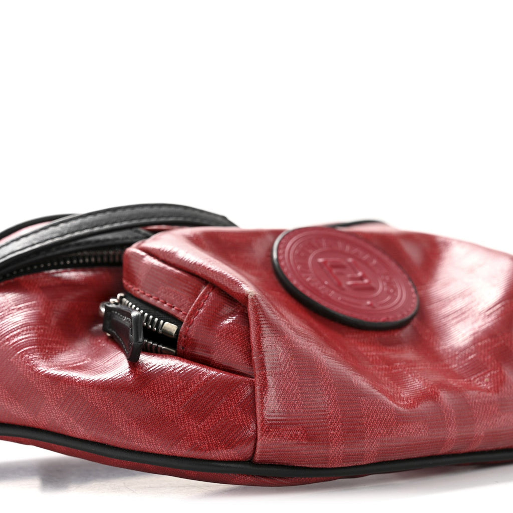 Glazed Fabric Vitello Century FF 1974 Stamp Patch Pocket Belt Bag Rosso