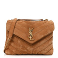 Suede Calfskin Y Quilted Monogram Small Loulou Chain Satchel Cinnamon