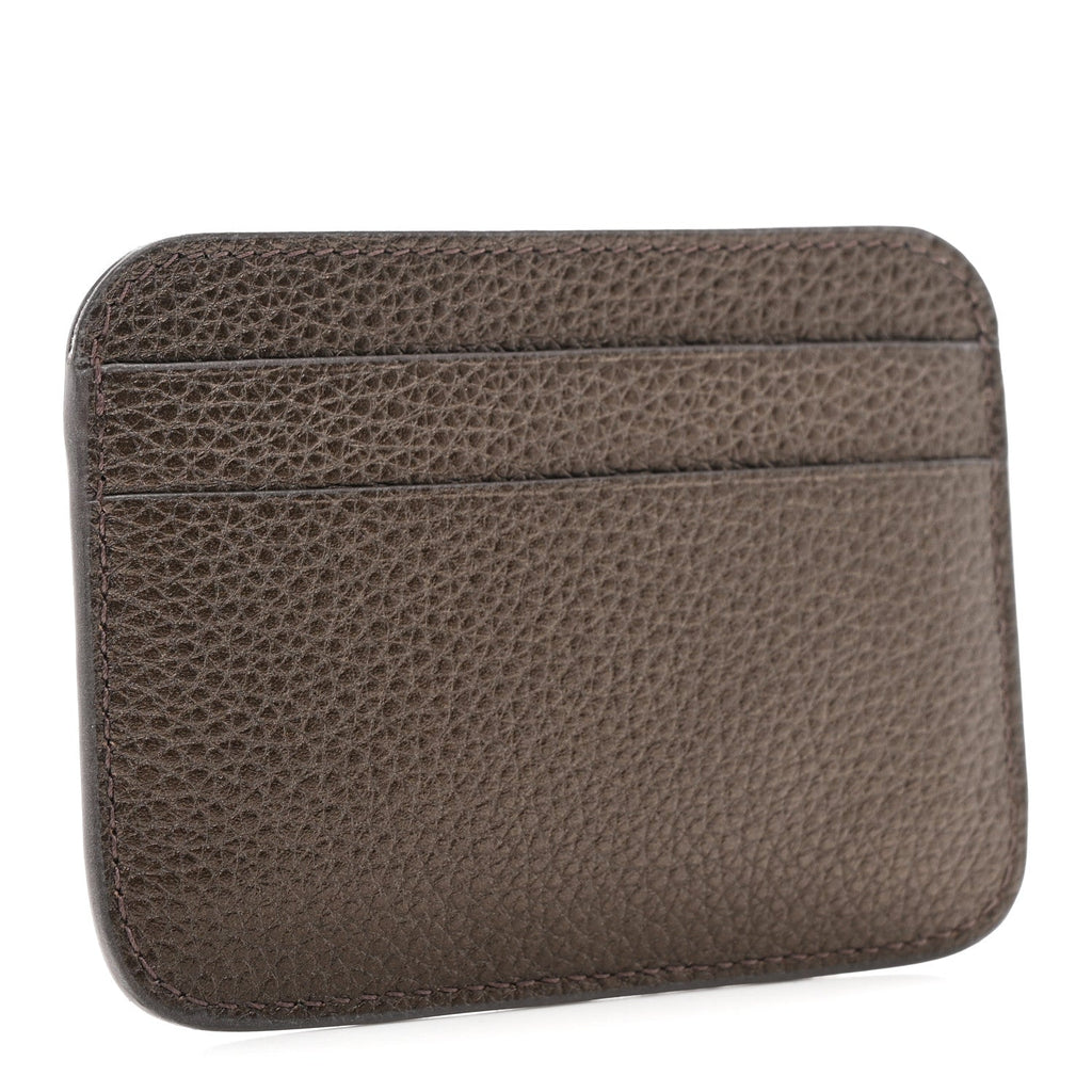 Metallized Grained Calfskin Logo Cash Rounded  Holder Dark Bronze White