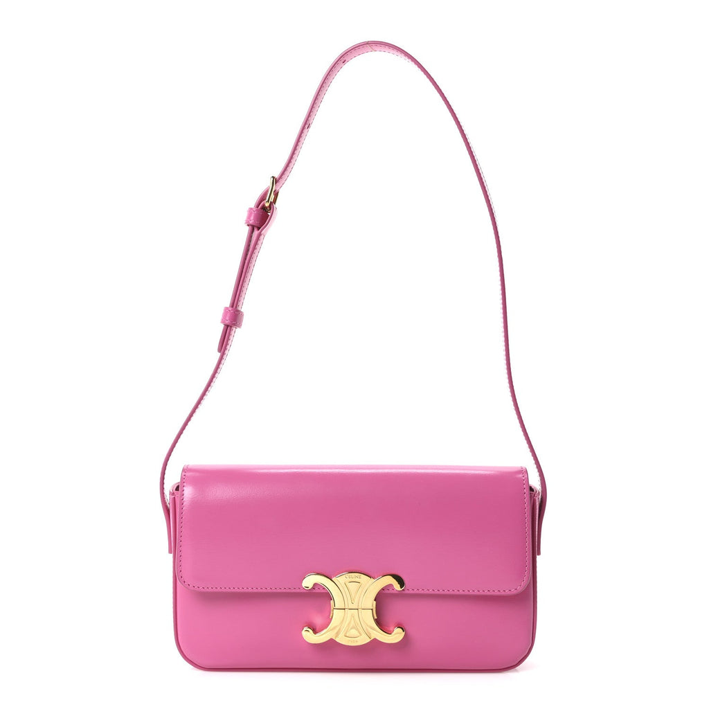 Shiny Calfskin Triomphe Shoulder Bag Fuchsia