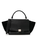 Drummed Calfskin Suede Medium Trapeze Black
