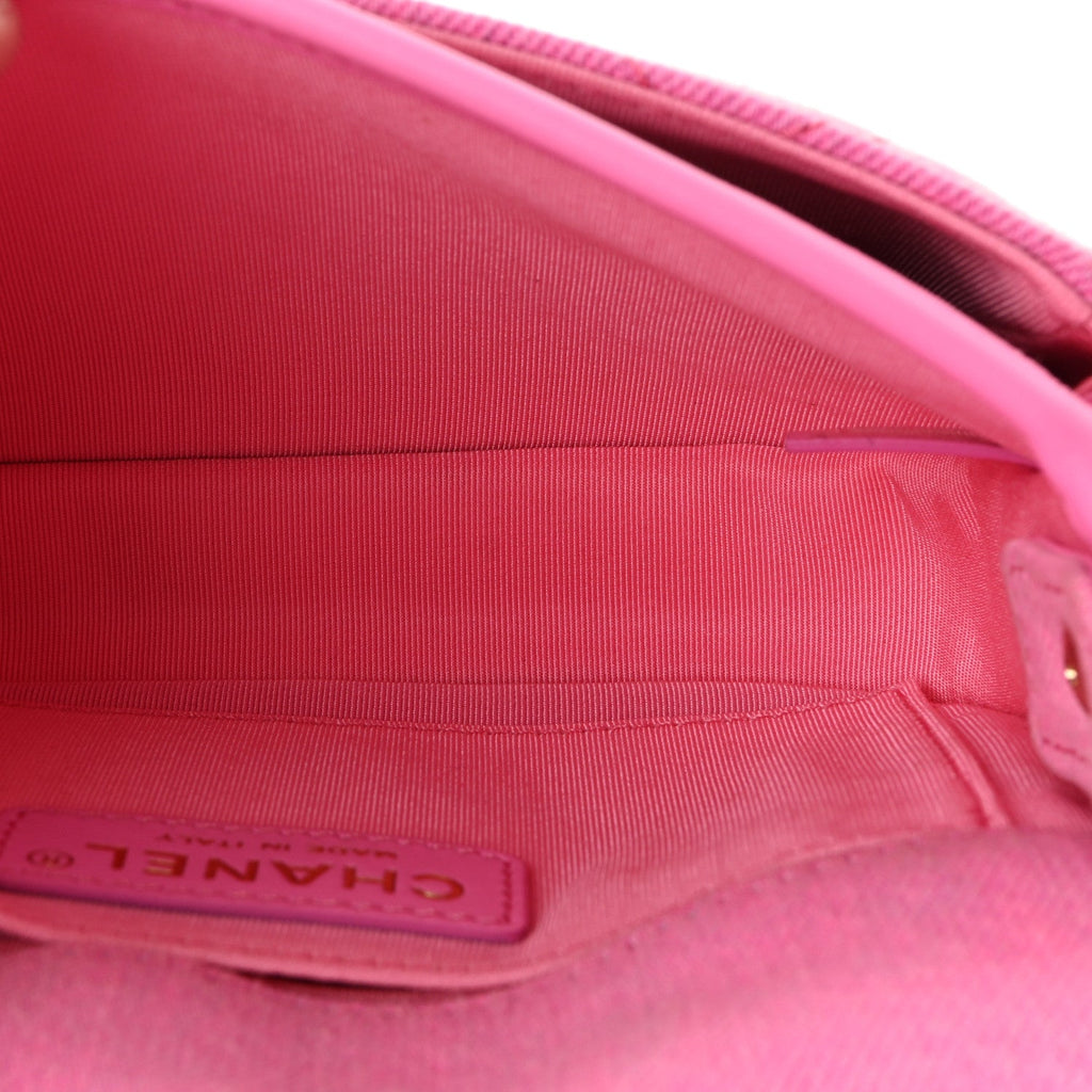 Denim Quilted Mini Messenger Flap Neon Pink