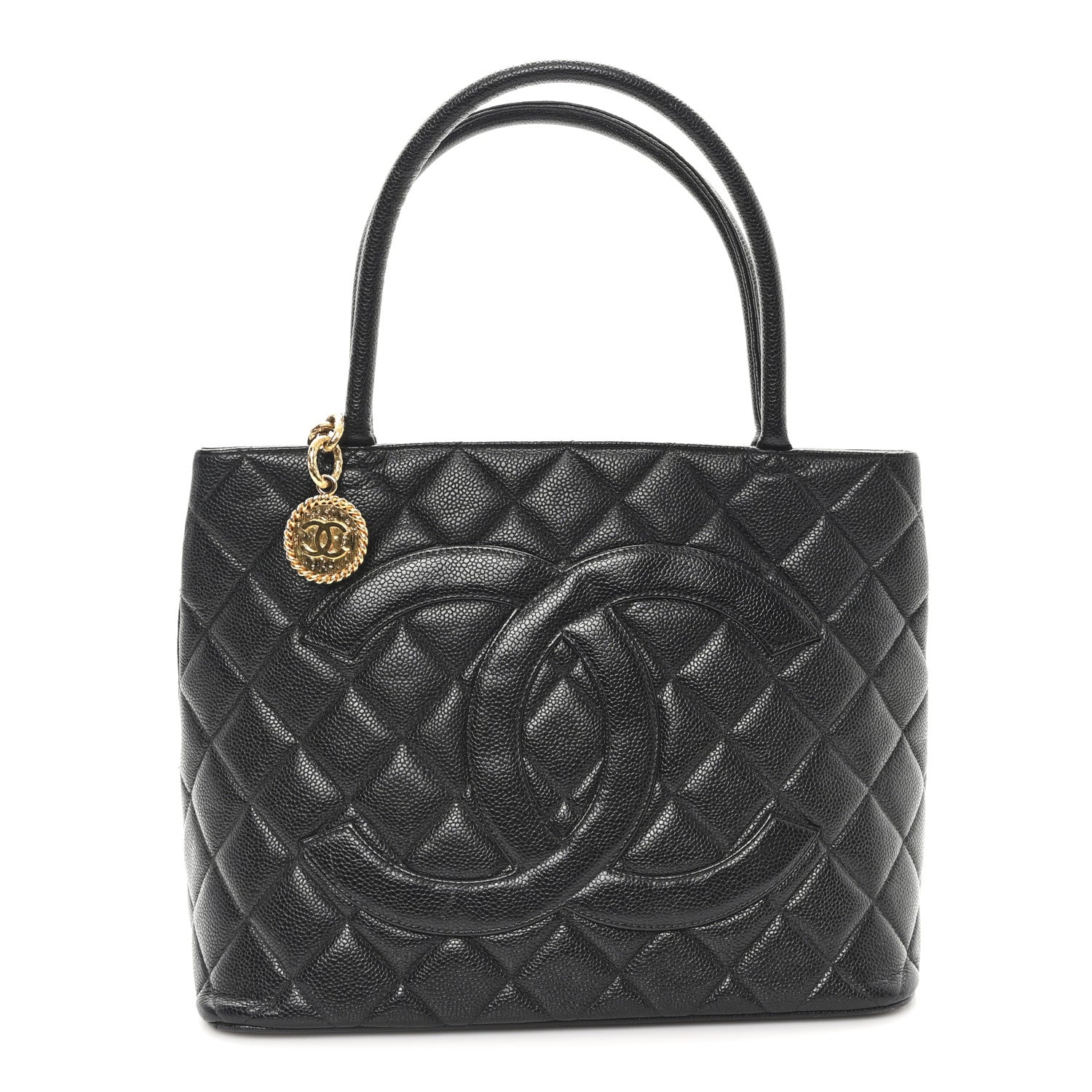 Caviar Quilted Medallion Tote Black