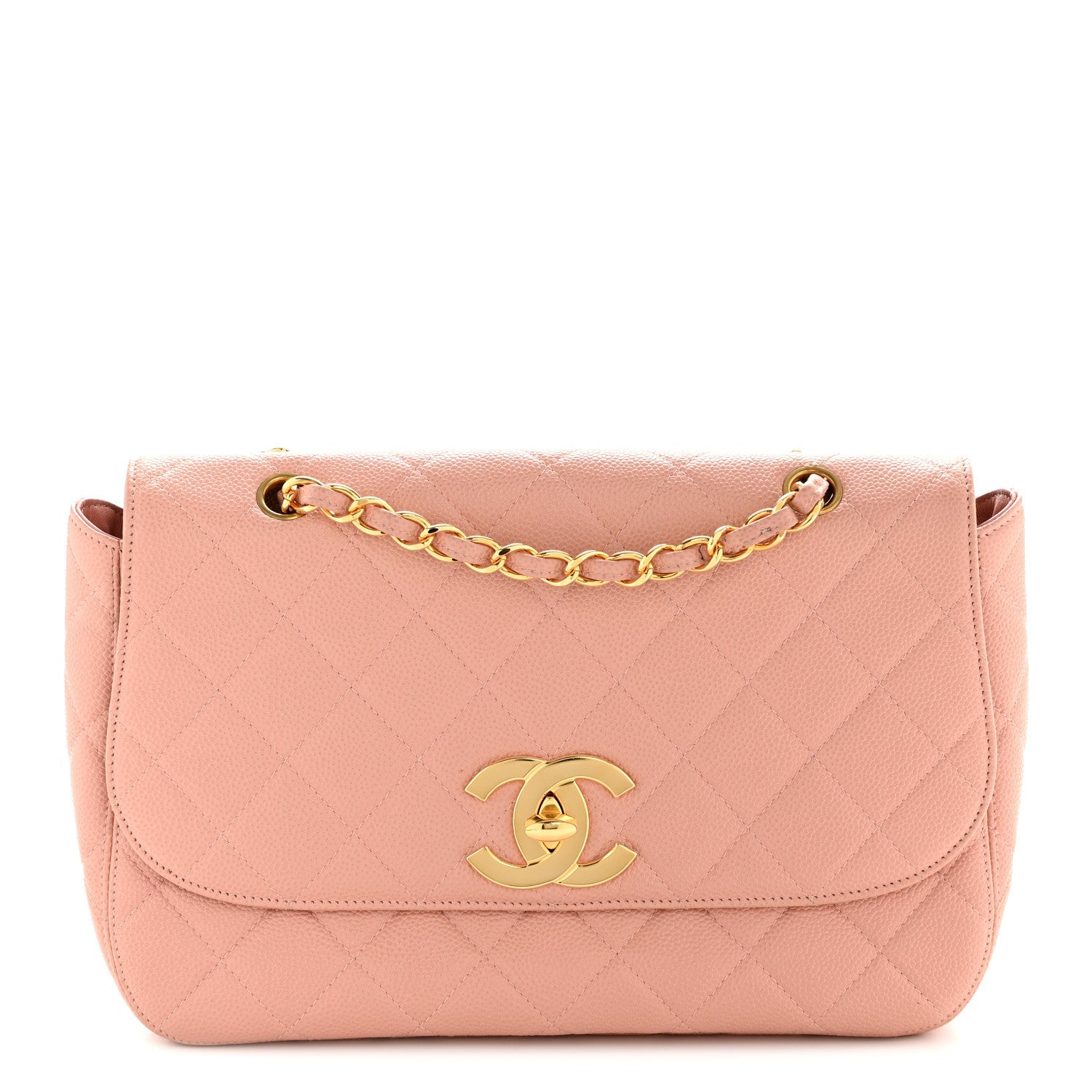 Caviar Quilted XL Jumbo Single Flap Light Pink
