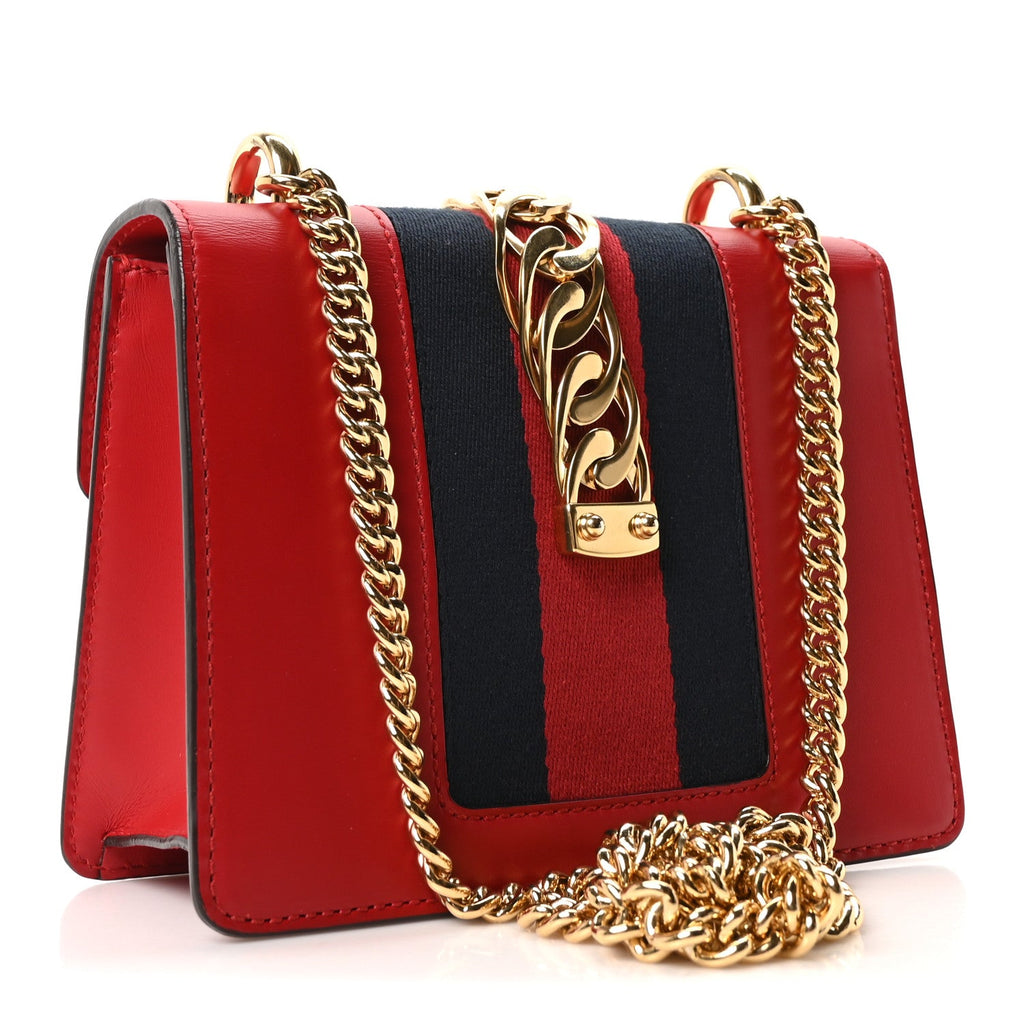 Calfskin Mini Sylvie Chain Shoulder Bag Hibiscus Red