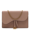 Grained Calfskin Saddle Chain Pouch Blush
