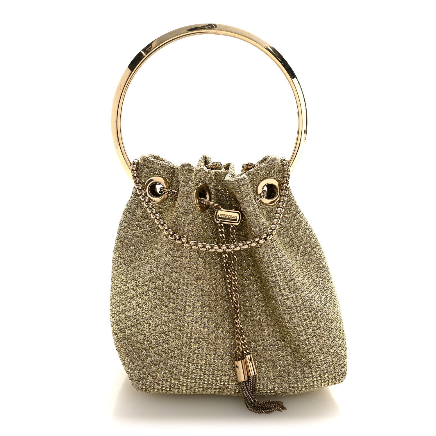 Metallic Woven Bon Bon Bag Champagne