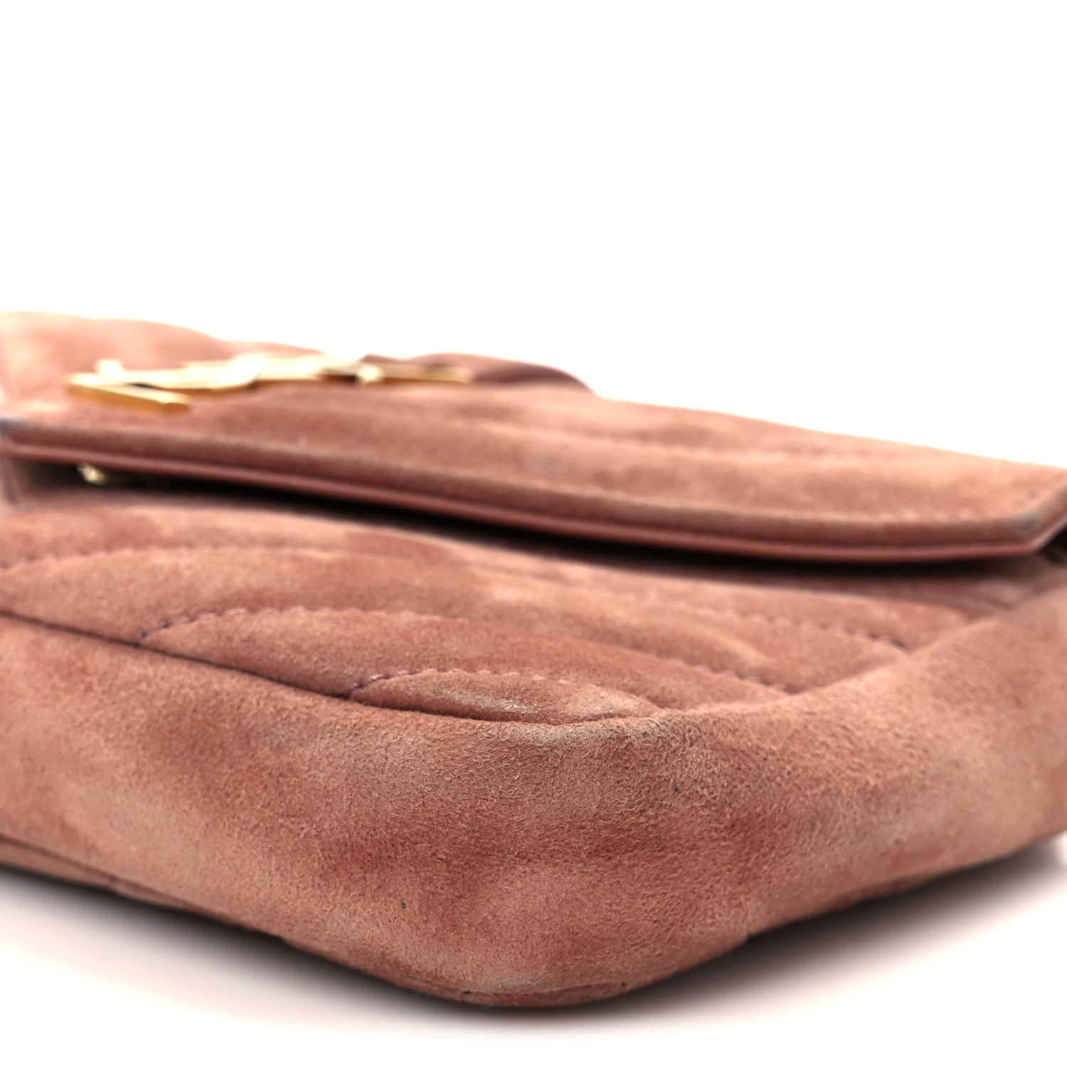 Suede Matelasse Chevron Monogram Mini College Bag Barely Pink