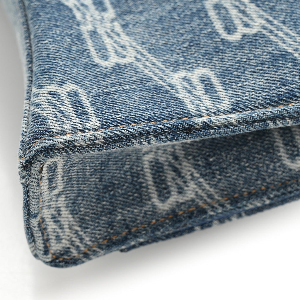 Denim BB Monogram Hourglass Chain Bag Blue