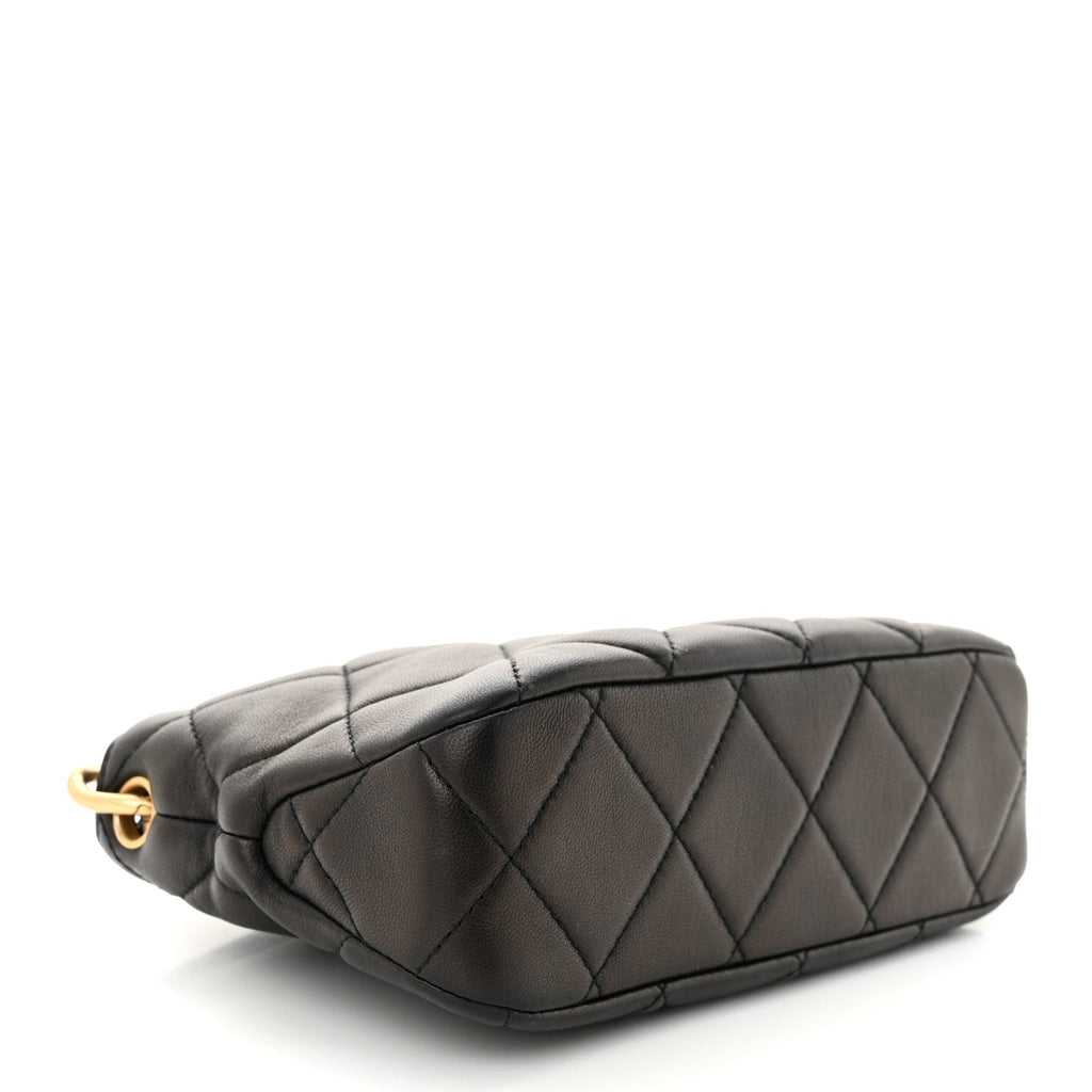 Lambskin Quilted Small CC Chain Hobo Black