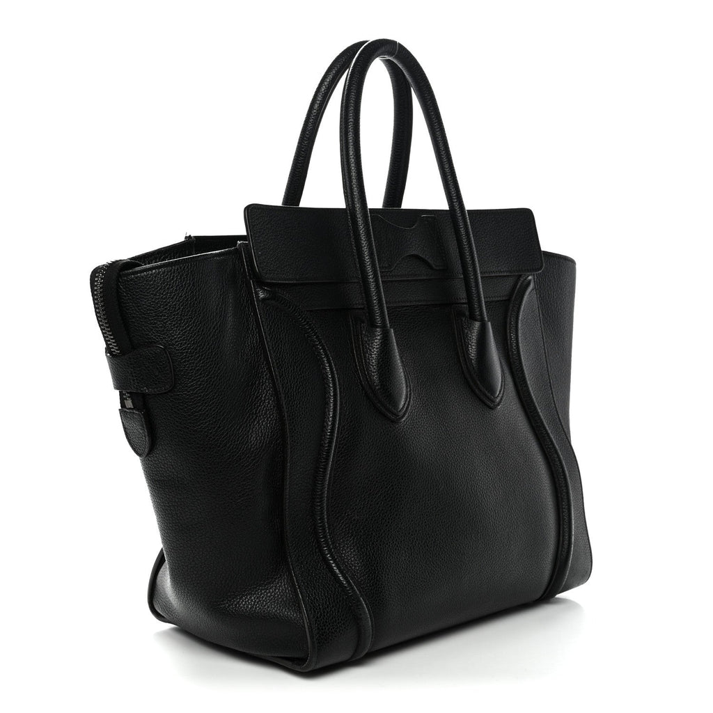 Drummed Calfskin Mini Luggage Black