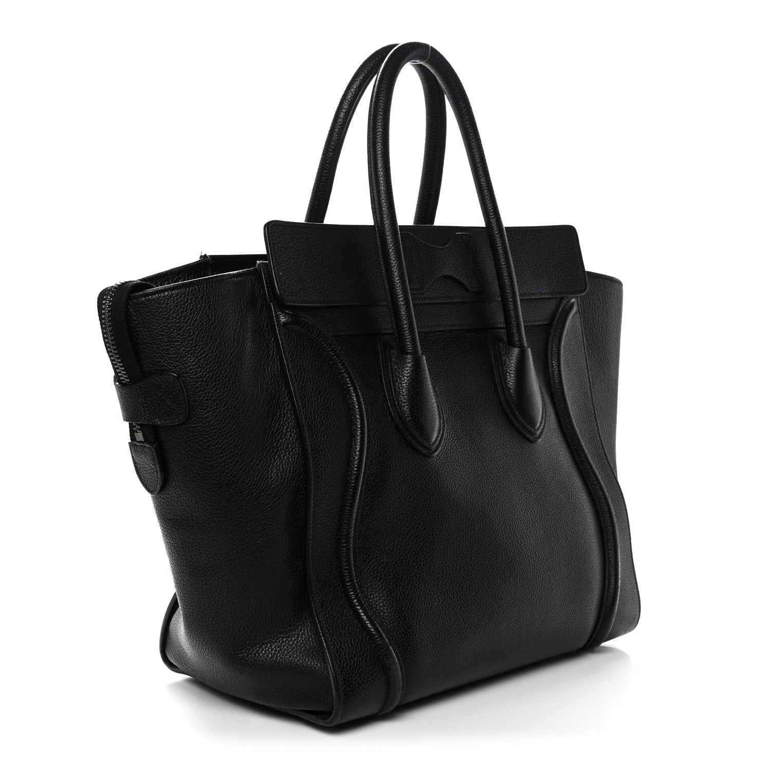 Drummed Calfskin Mini Luggage Black