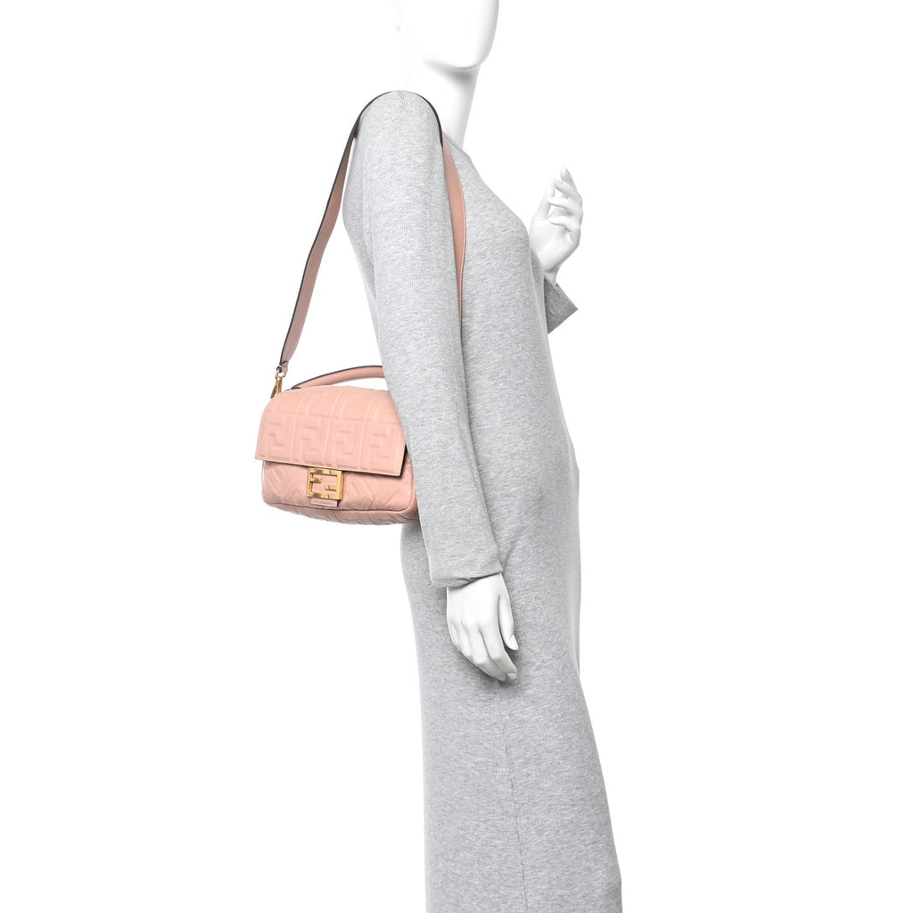 Nappa FF 1974 Embossed Baguette Rosa Bourbon