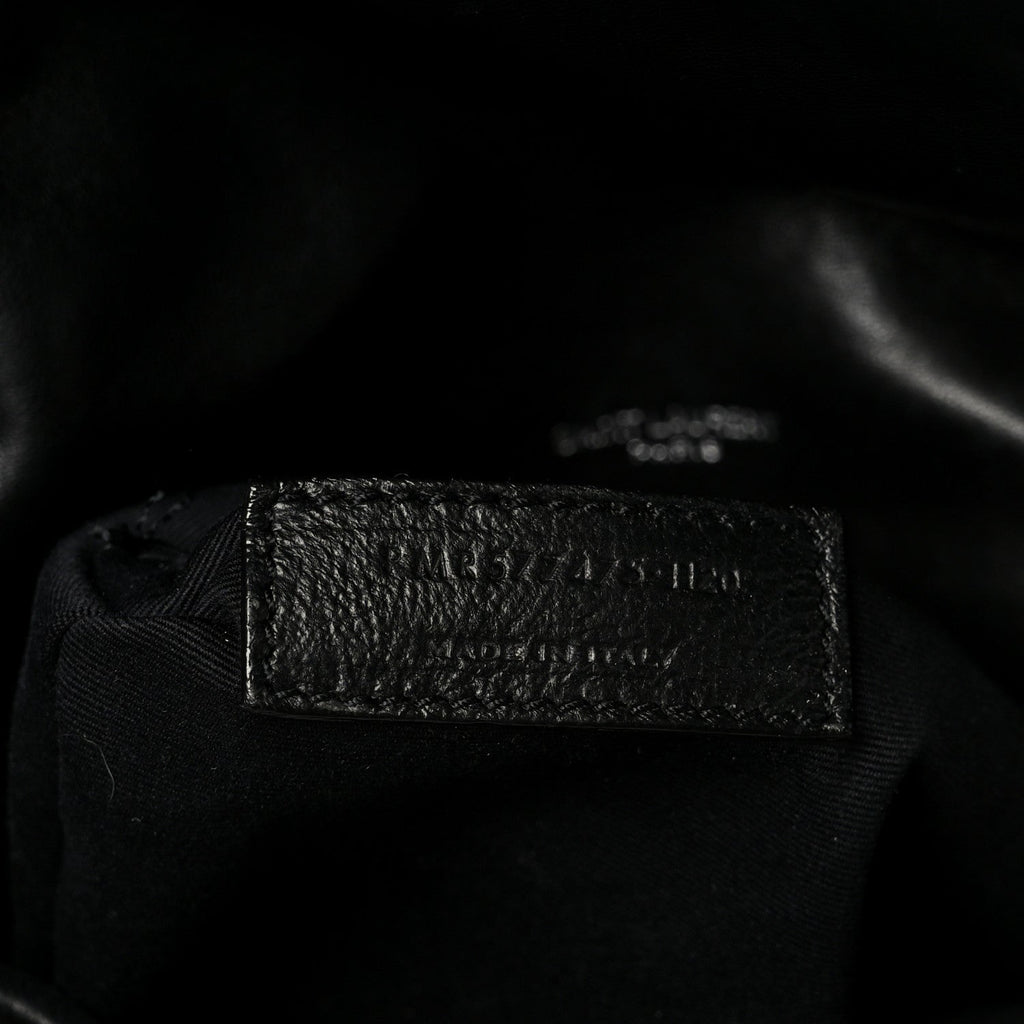 Lambskin Quilted Medium Loulou Puffer Monogram Chain Satchel Black