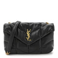 Lambskin Quilted Toy Loulou Puffer Monogram Chain Satchel Black