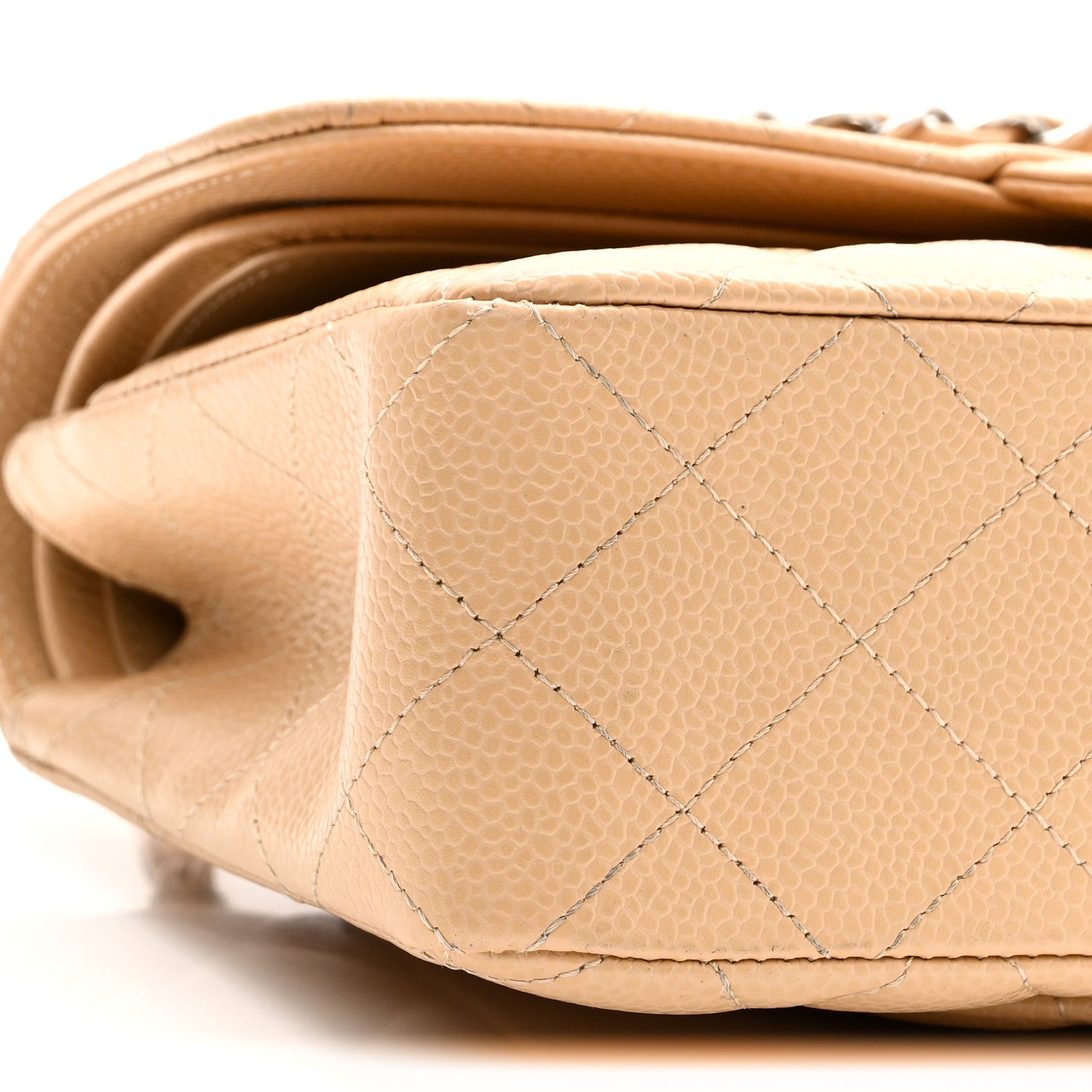 Caviar Quilted Small Double Flap Beige