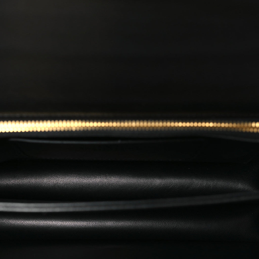 Shiny Calfskin Vain Shoulder Bag Black