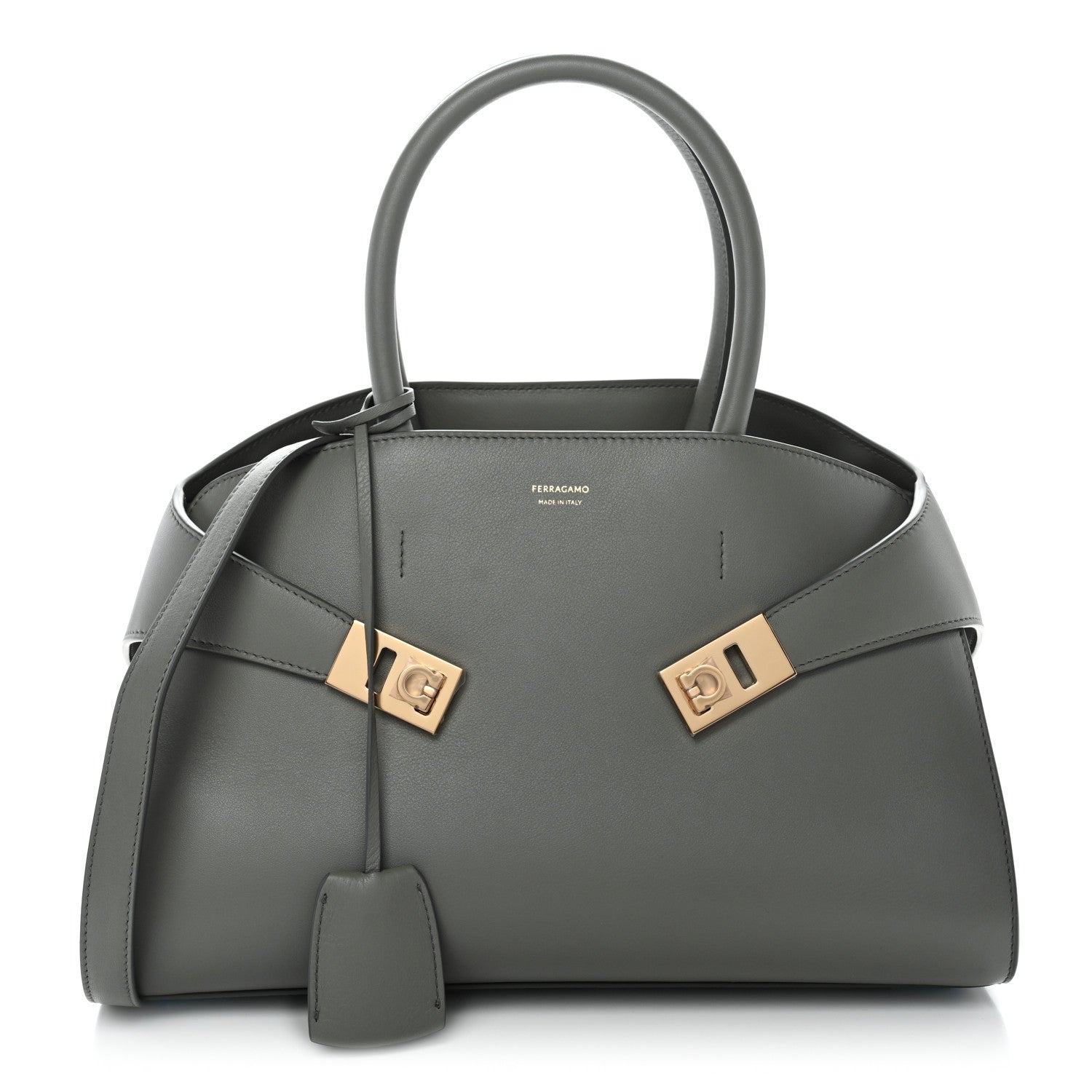 Calfskin Small Hug Bag Ash Grey