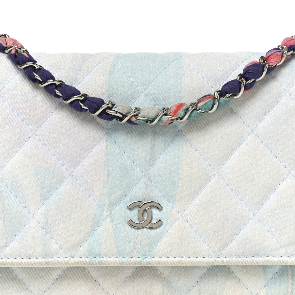 Canvas Quilted Jungle Jeans Wallet on Chain WOC Multicolor