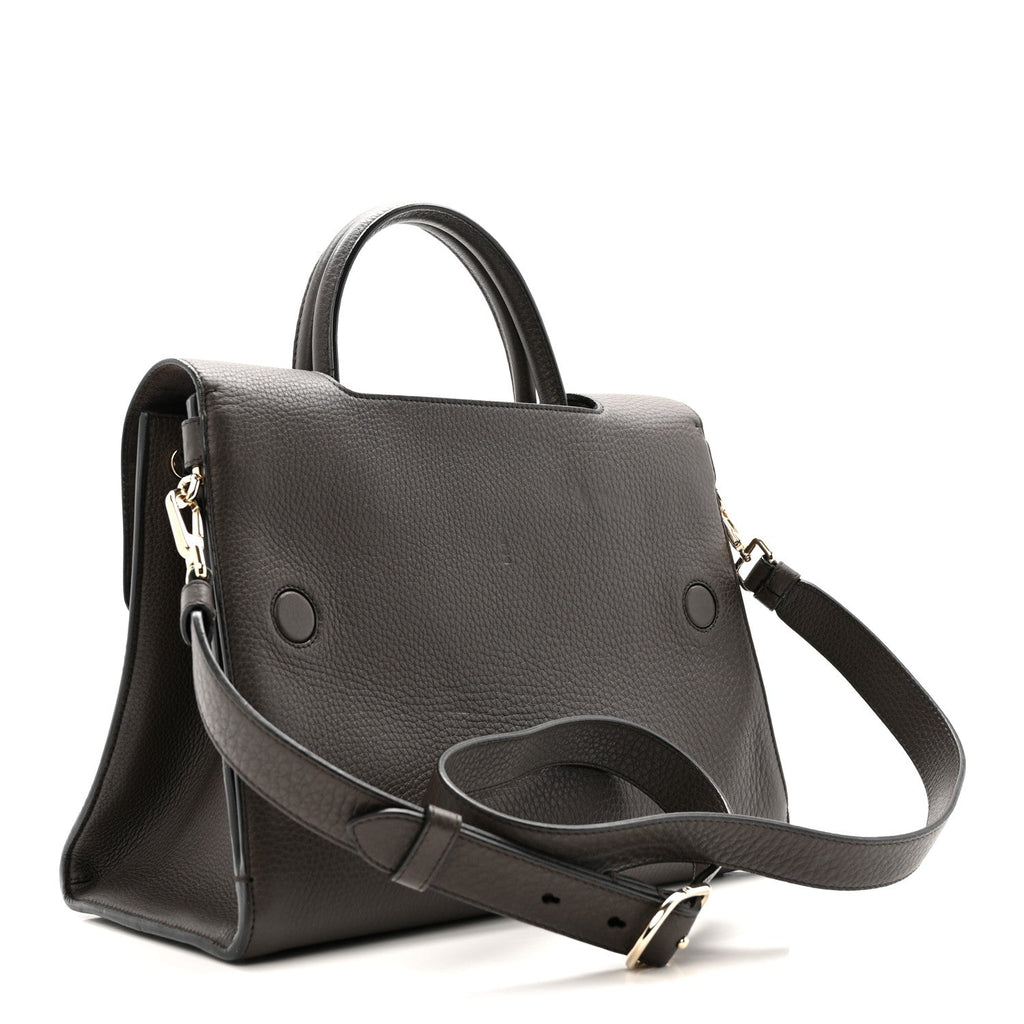 Grained Calfskin Medium Diorever Flap Dark Brown