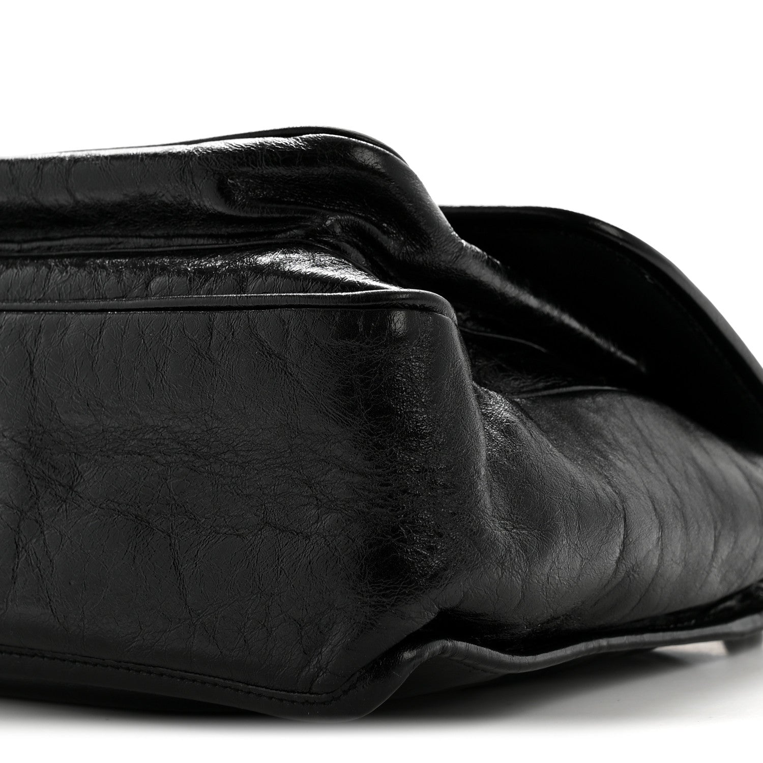 Crinkled Calfskin Monogram Medium Niki Chain Satchel Black