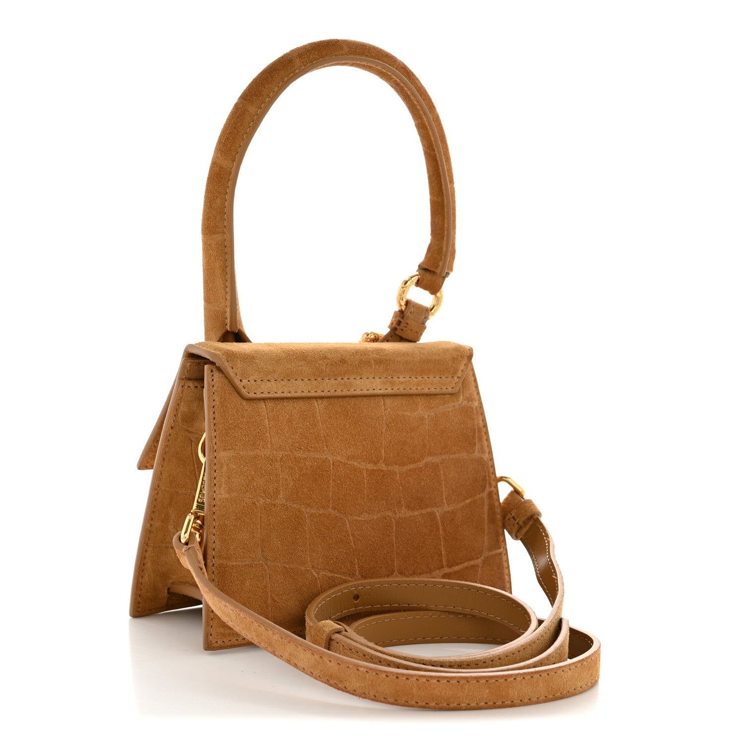 Suede Crocodile Embossed Le Chiquito Moyen Brown