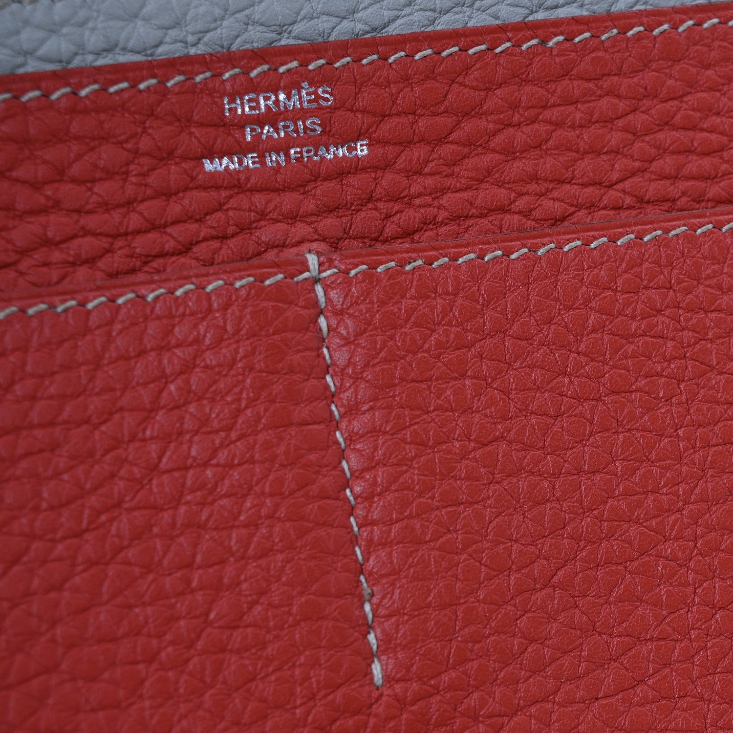 Togo Dogon Duo Wallet Rouge Garance Gris Mouette