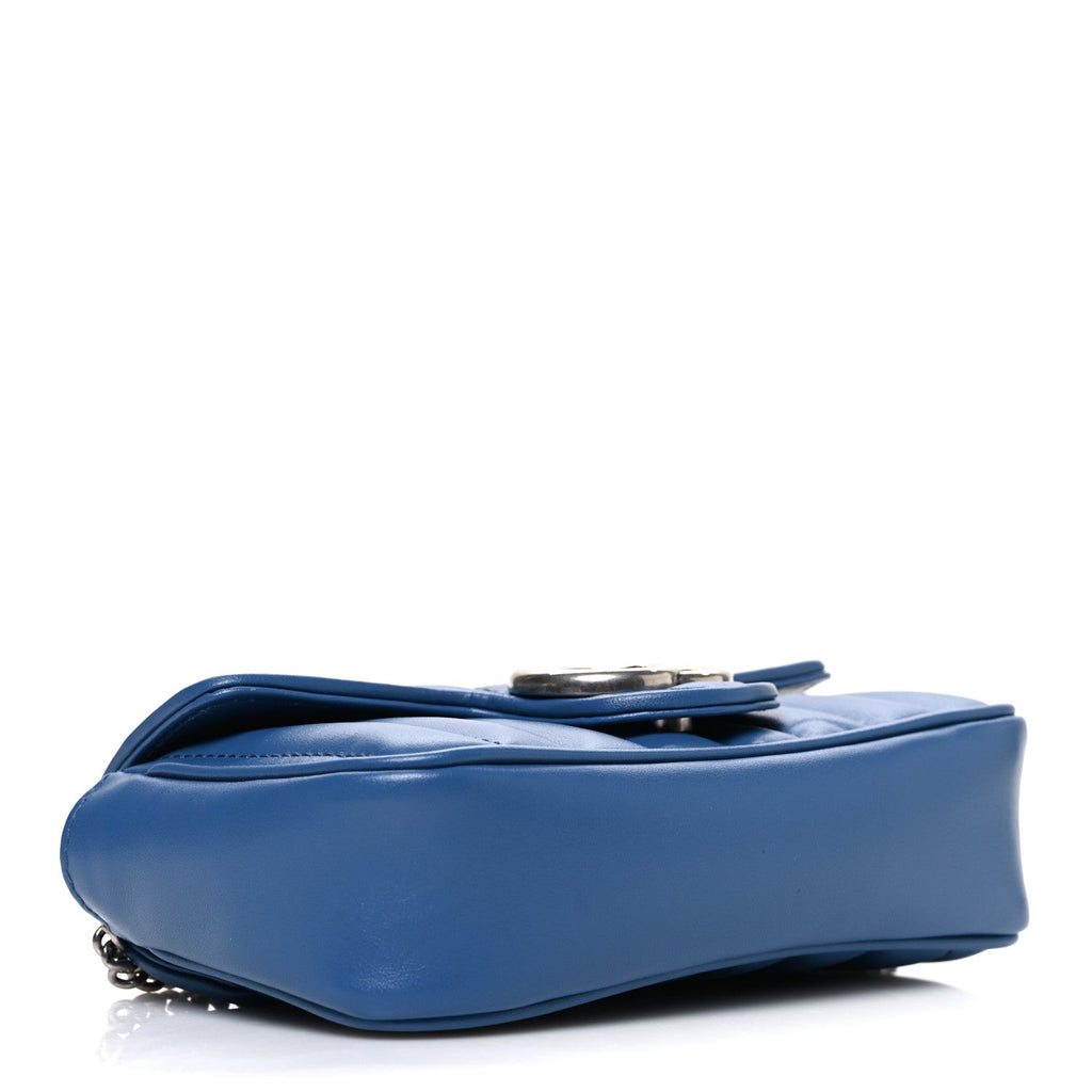Calfskin Matelasse Aria Super Mini GG Marmont Shoulder Bag Clear Blue