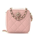 Caviar Quilted Clutch with Chain Light Pink