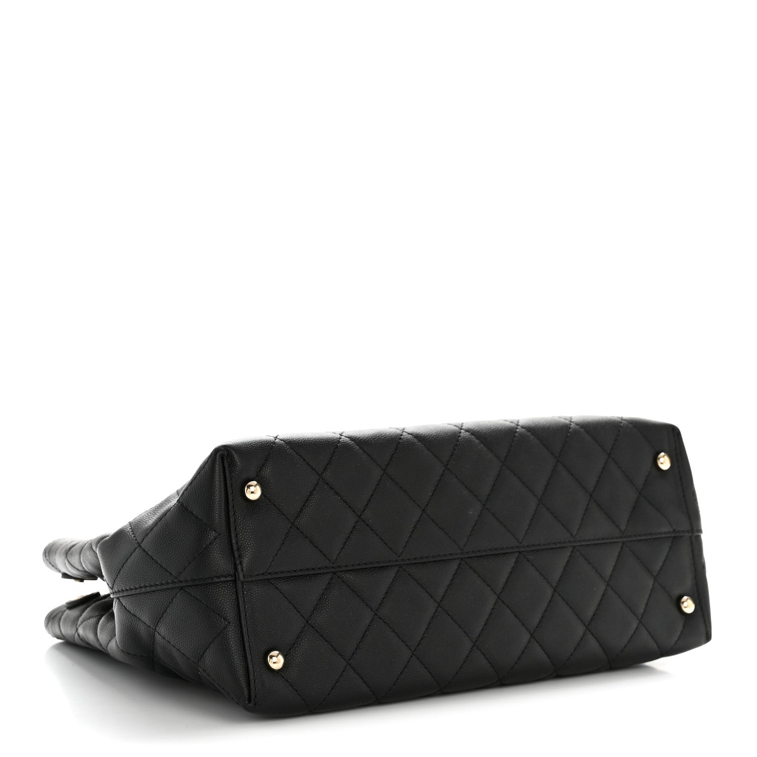 Caviar Quilted Small Shopping Tote  Black