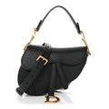 Grained Calfskin Mini Saddle Bag With Strap Black