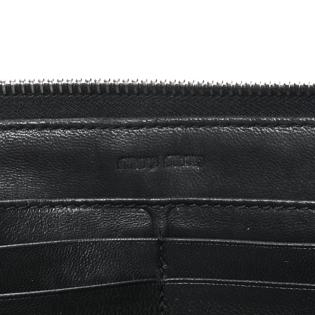 Nappa Metal Studded Zip Around Wallet Black
