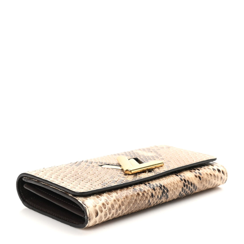 Snakeskin Twist Wallet Brown