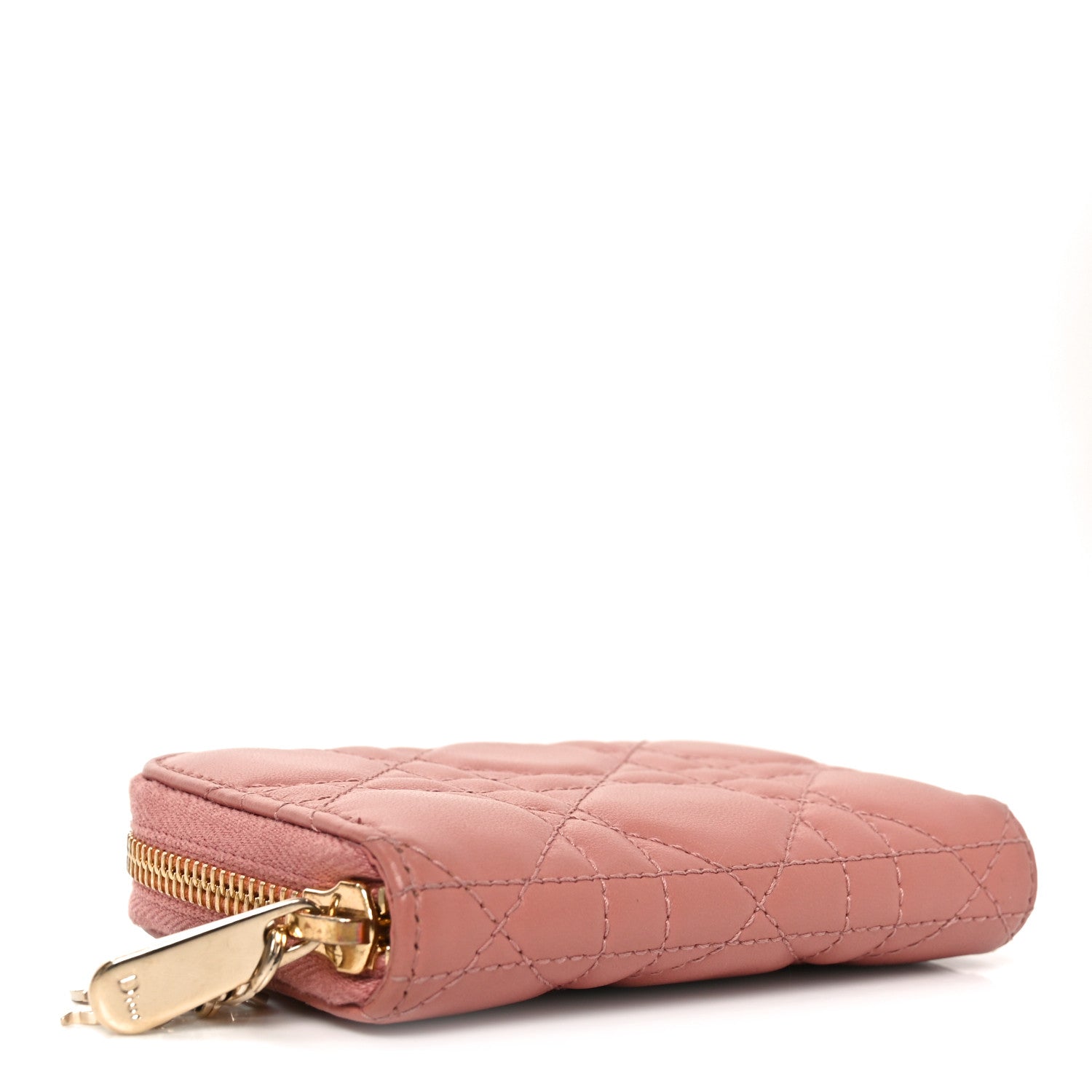Lambskin Cannage Small Lady Dior Voyageur Coin Purse Rose Des Vents