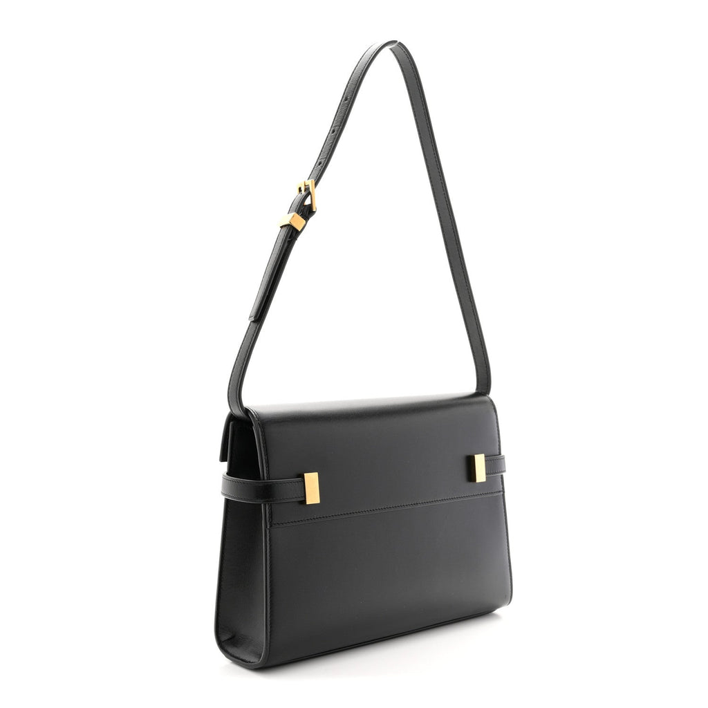 Smooth Calfskin Small Manhattan Shoulder Bag Black