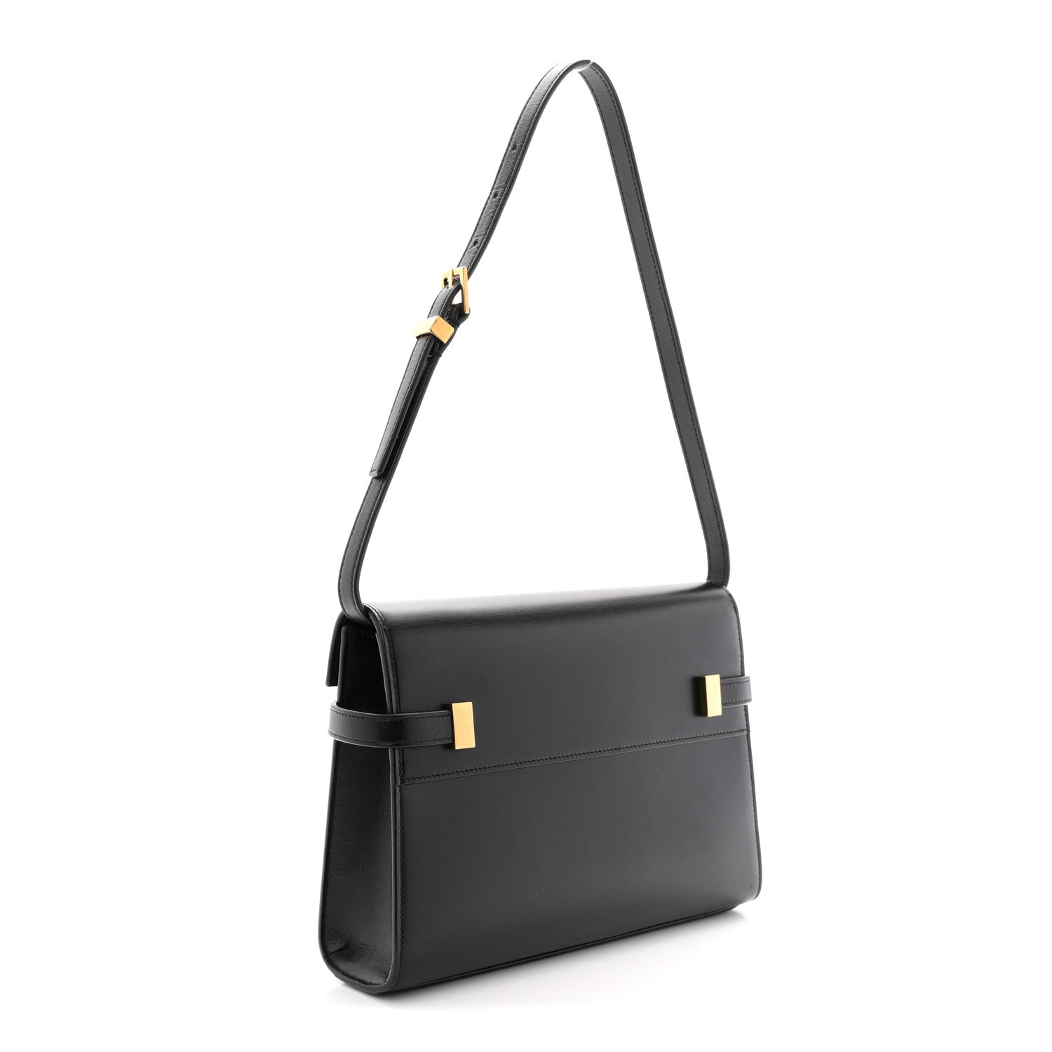 Smooth Calfskin Small Manhattan Shoulder Bag Black