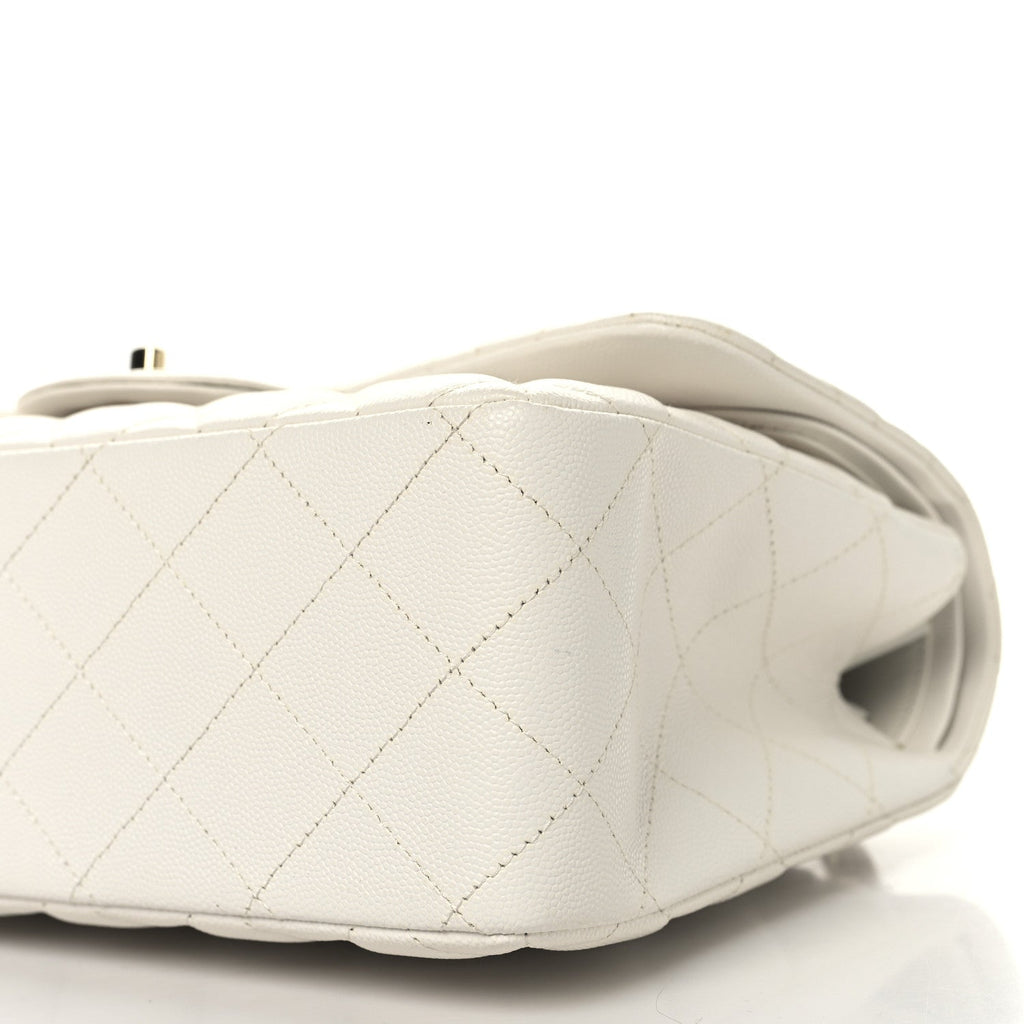 Caviar Quilted Jumbo Double Flap White