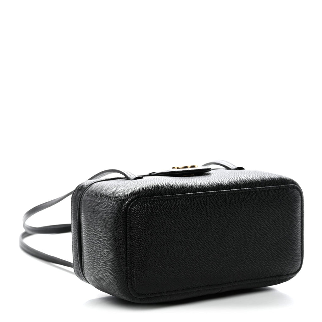 Shiny Caviar Preppy Coco Long Vanity With Strap Black